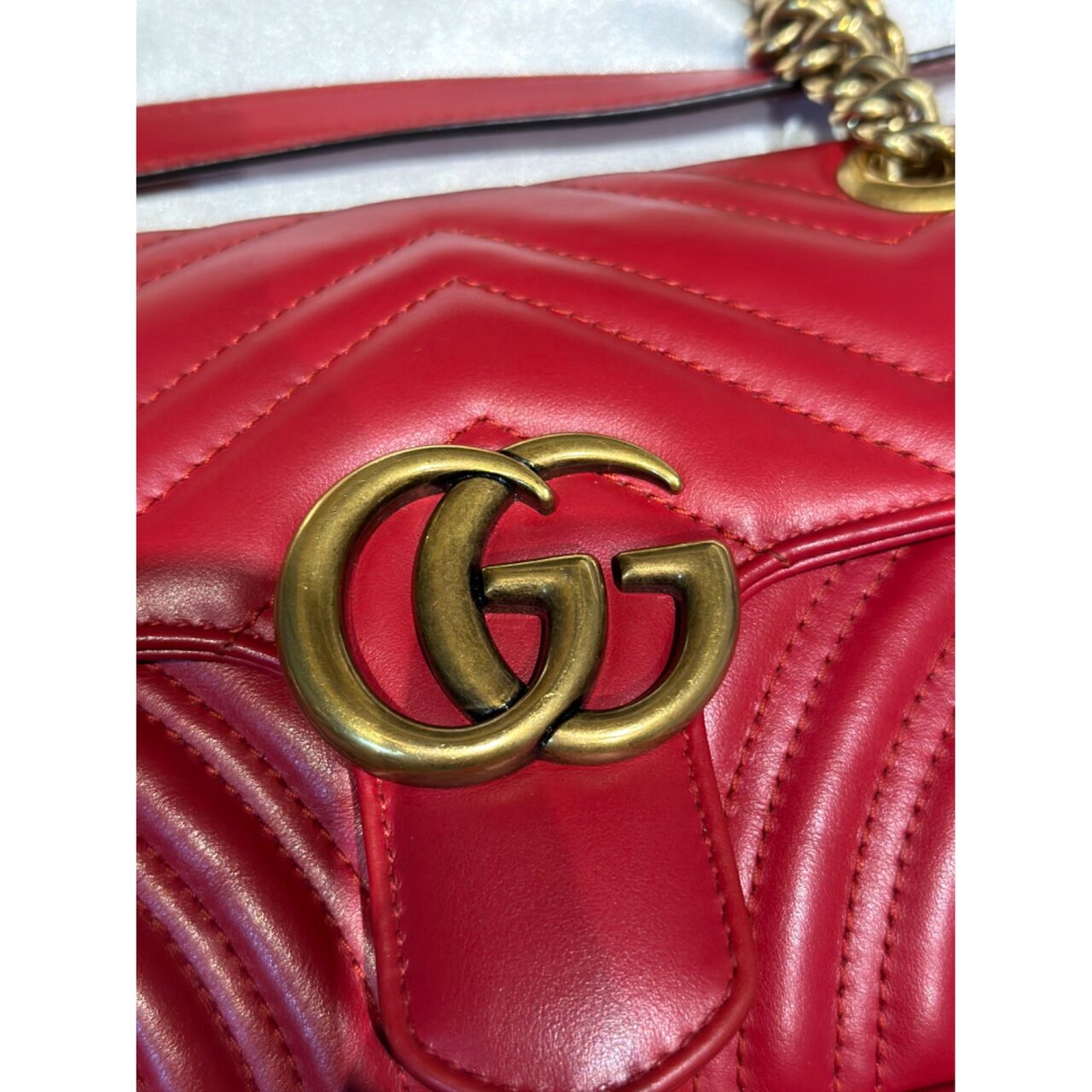 Gucci Mini Marmont Blood Red Leather GHW Shoulder Bag