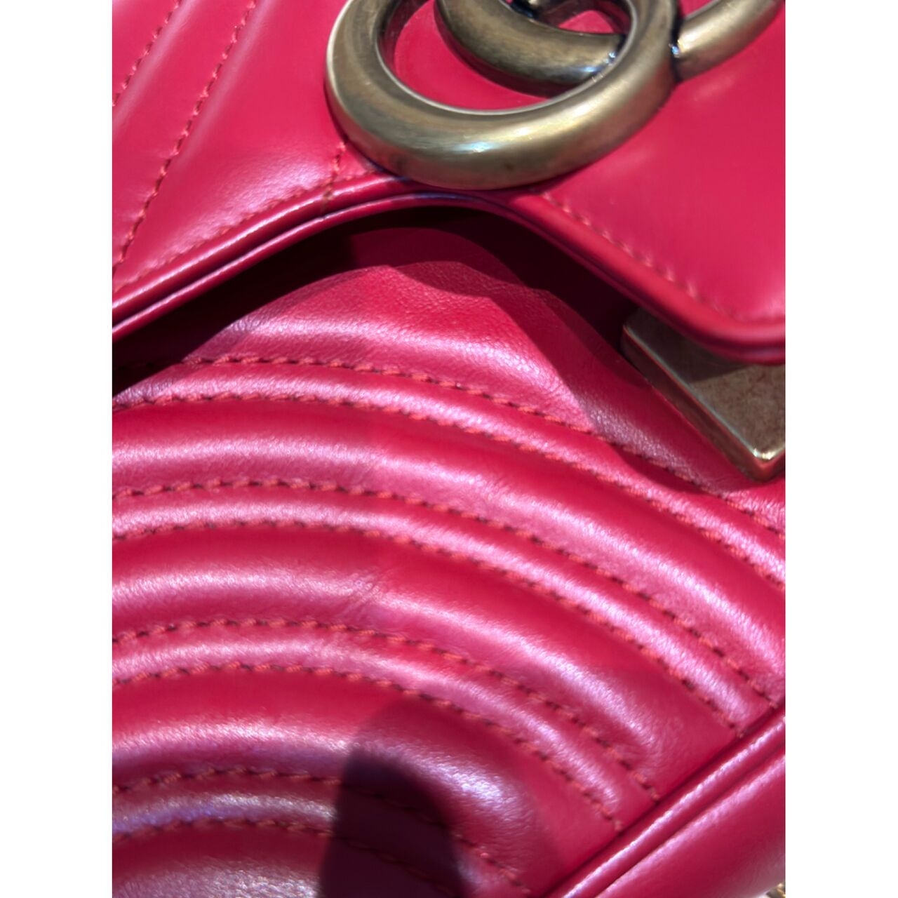 Gucci Mini Marmont Blood Red Leather GHW Shoulder Bag