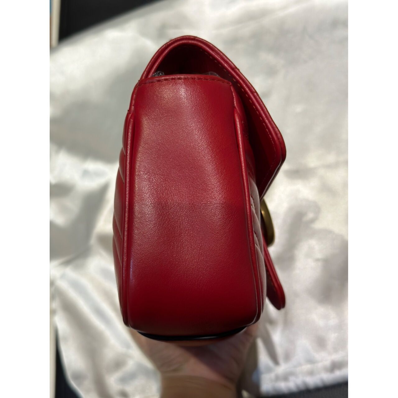 Gucci Mini Marmont Blood Red Leather GHW Shoulder Bag