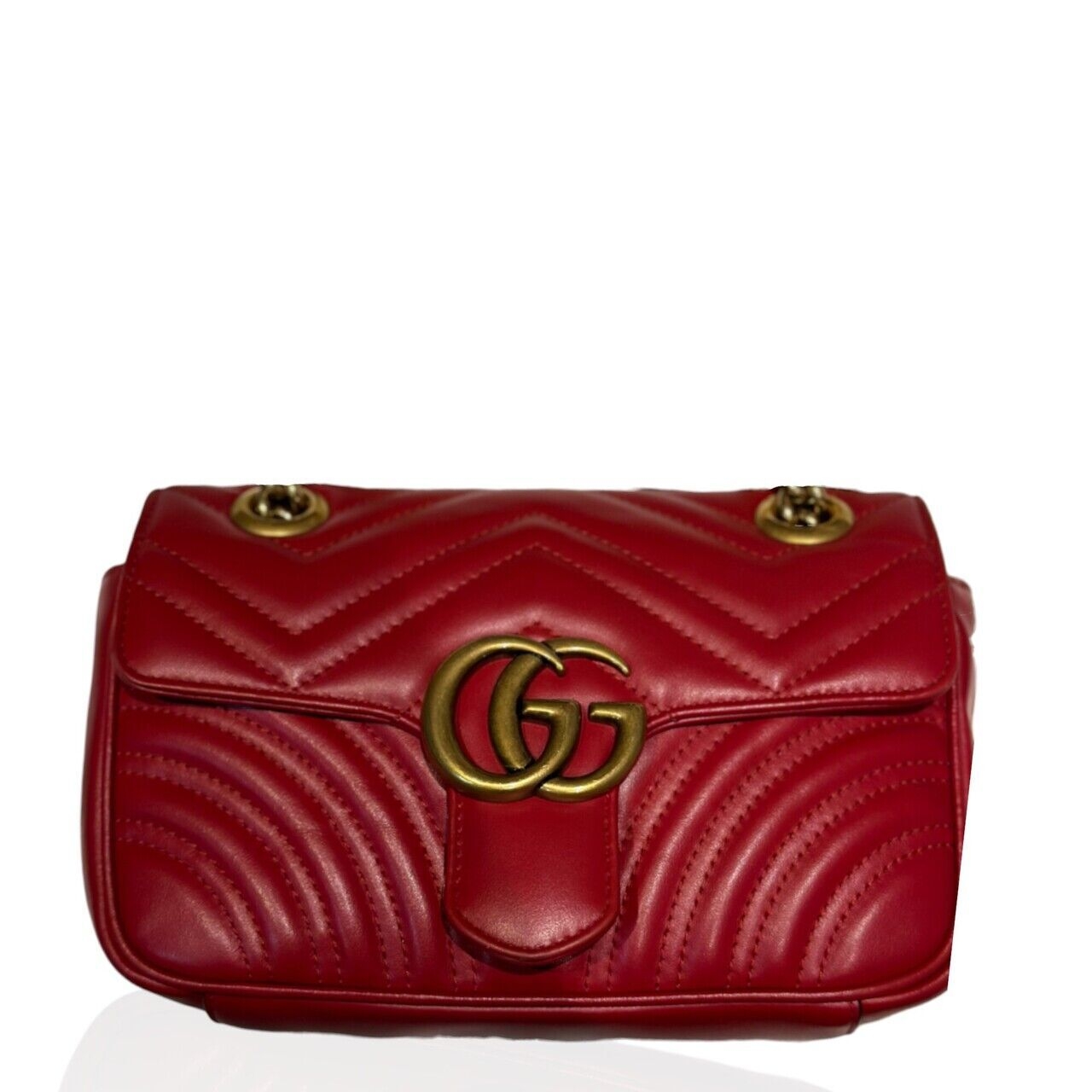 Gucci Mini Marmont Blood Red Leather GHW Shoulder Bag