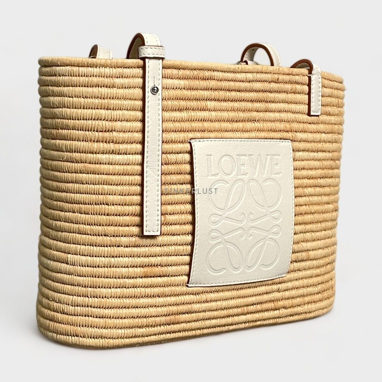 Loewe Paula's Ibiza Natural White Raffia Square Basket Tote Bag