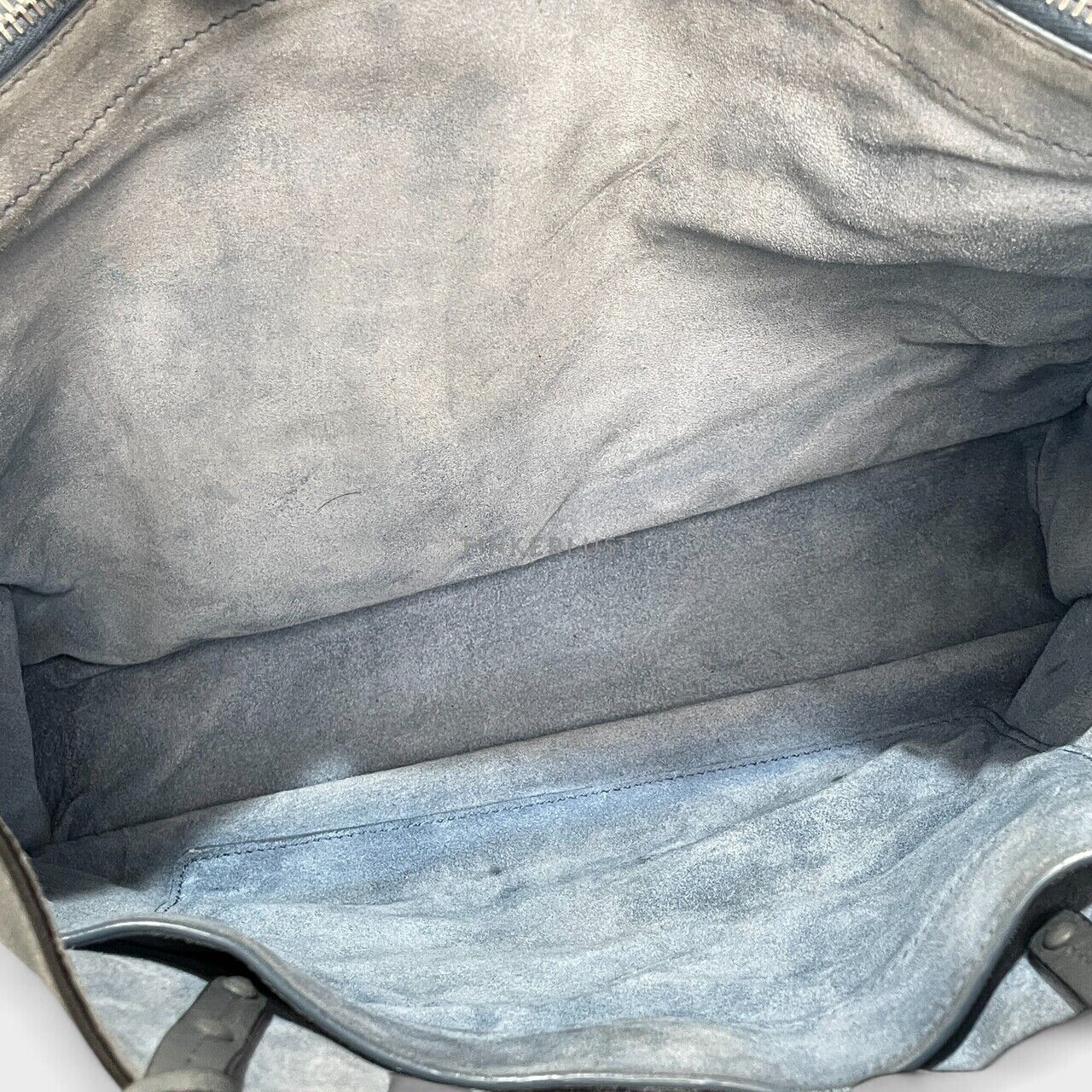 Prada Etiquette Blue Marine Glace Calfskin Tote Bag