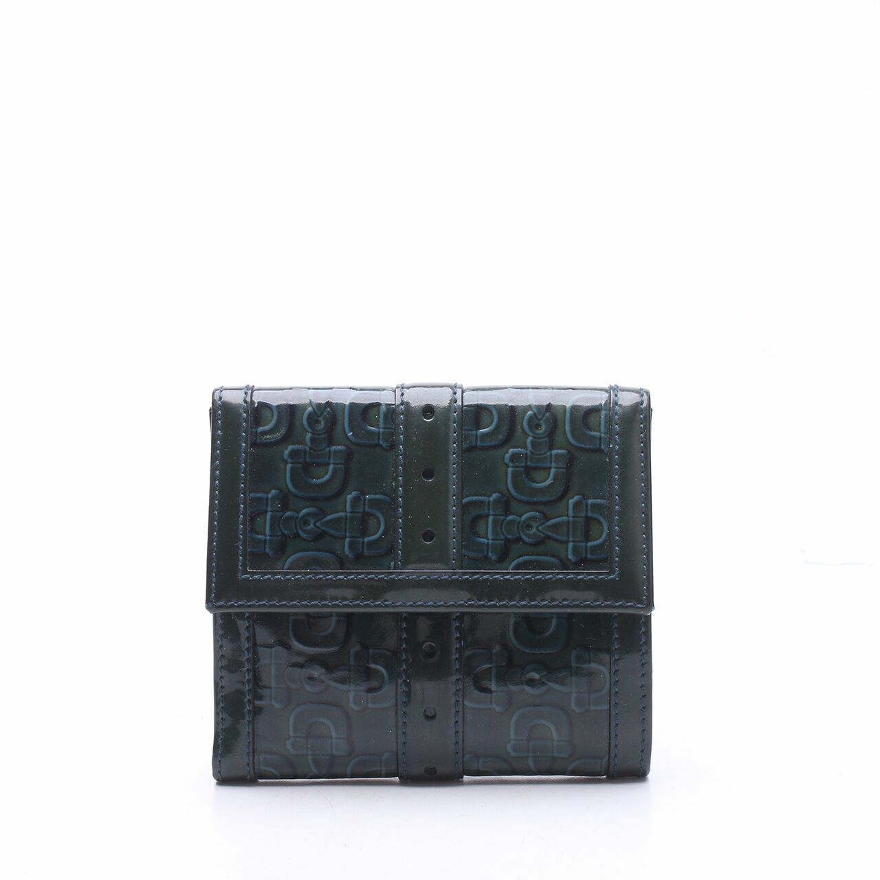 Gucci Two Fold Dark Green Patent Leather Wallet