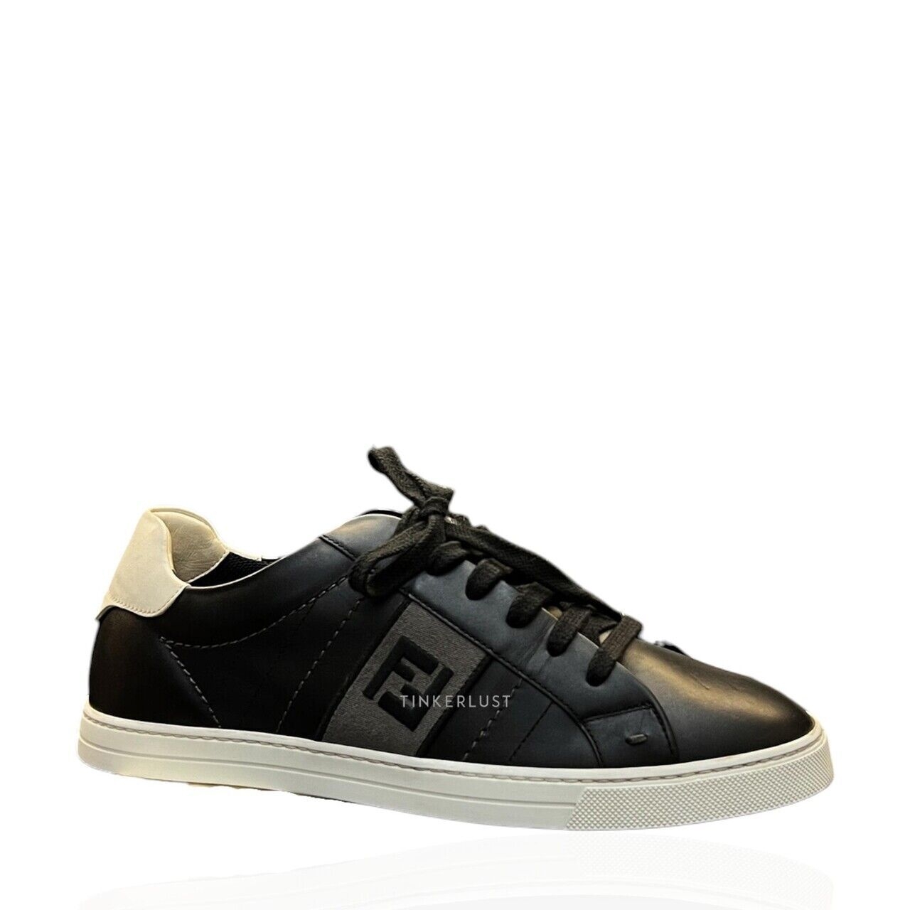 Fendi Low-Top Leather Black FF Laces Sneakers