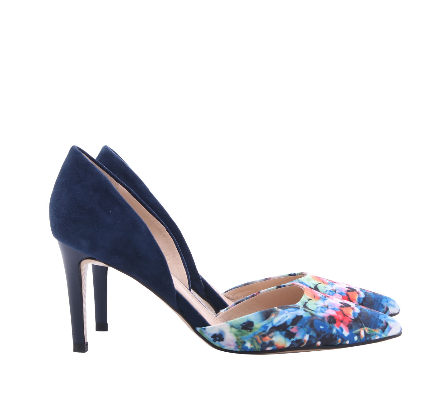 Staccato Navy Suede Floral Heels