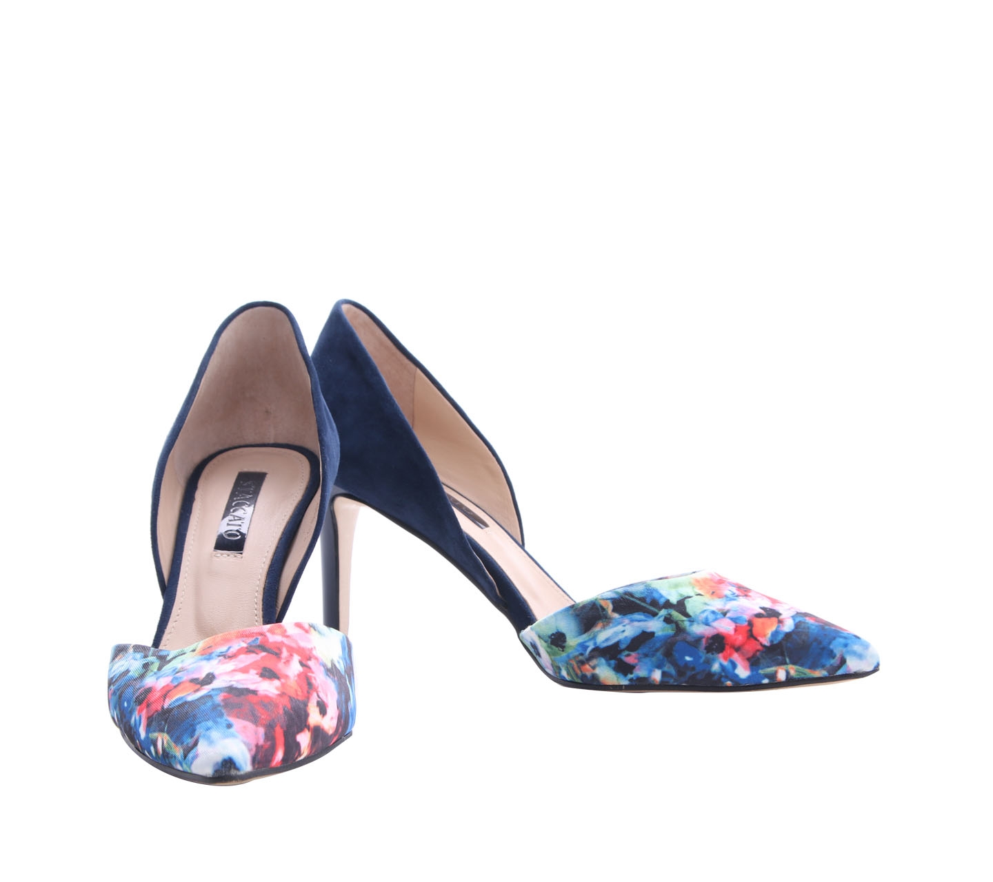 Staccato Navy Suede Floral Heels