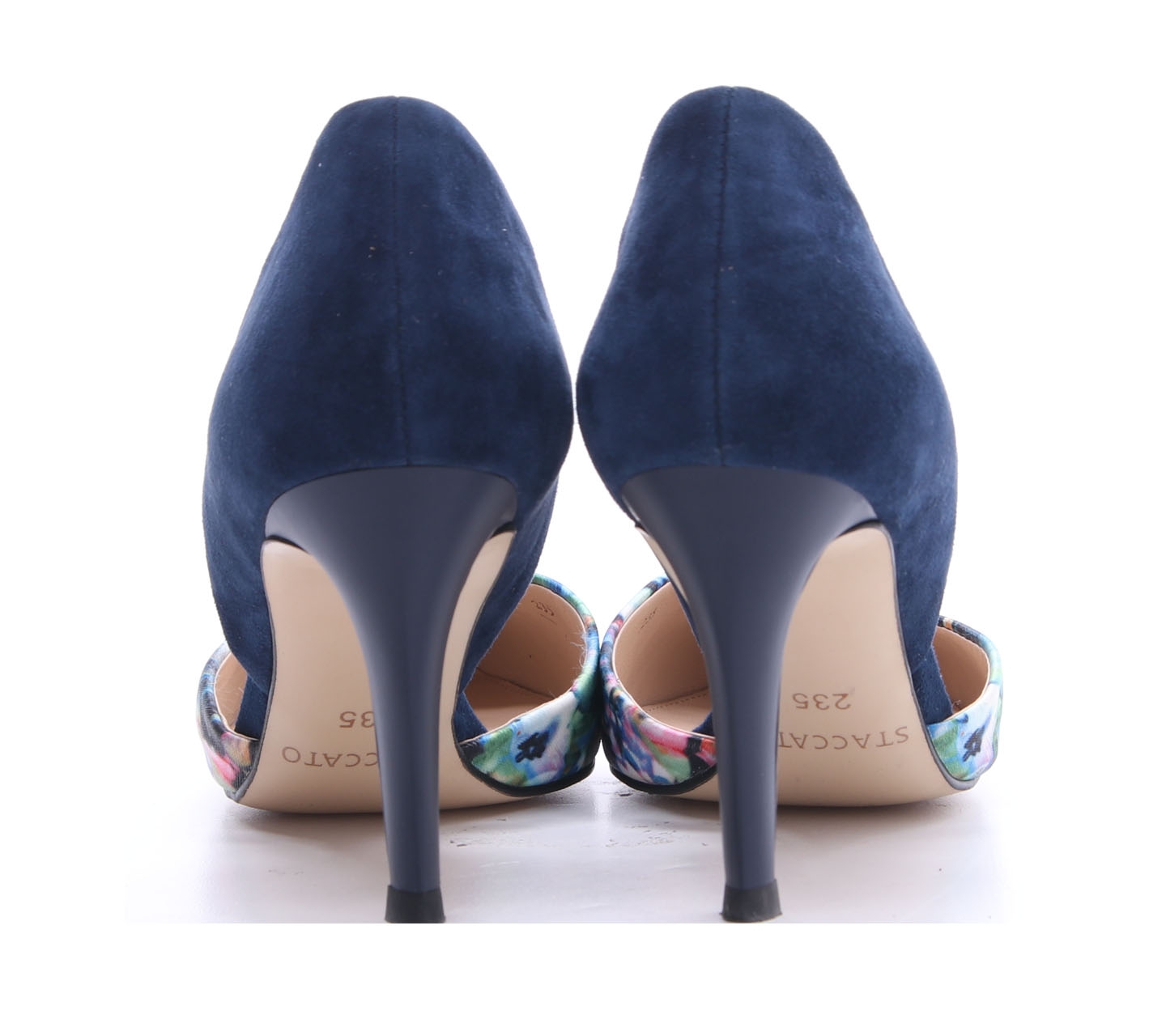 Staccato Navy Suede Floral Heels