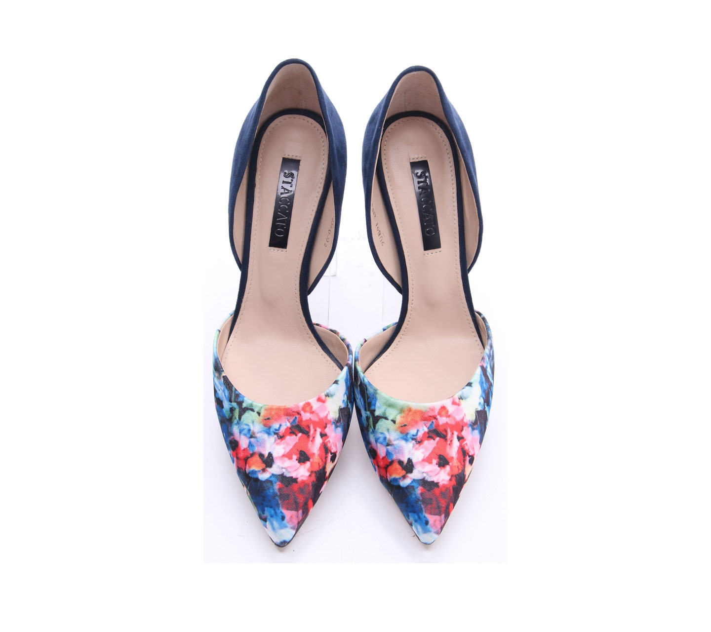 Staccato Navy Suede Floral Heels