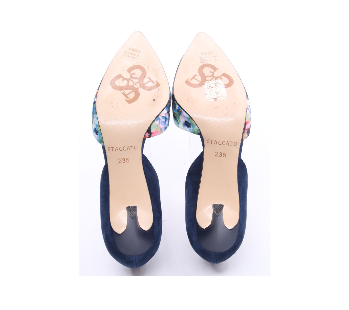 Staccato Navy Suede Floral Heels