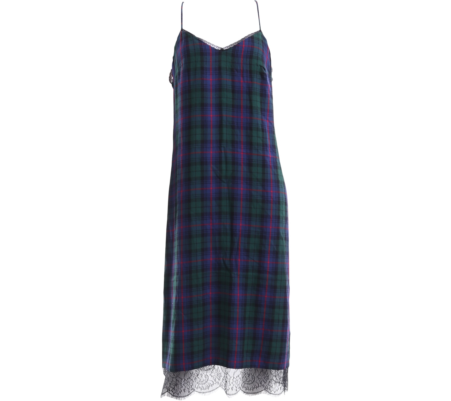 Zara Dark Green Plaid Midi Dress