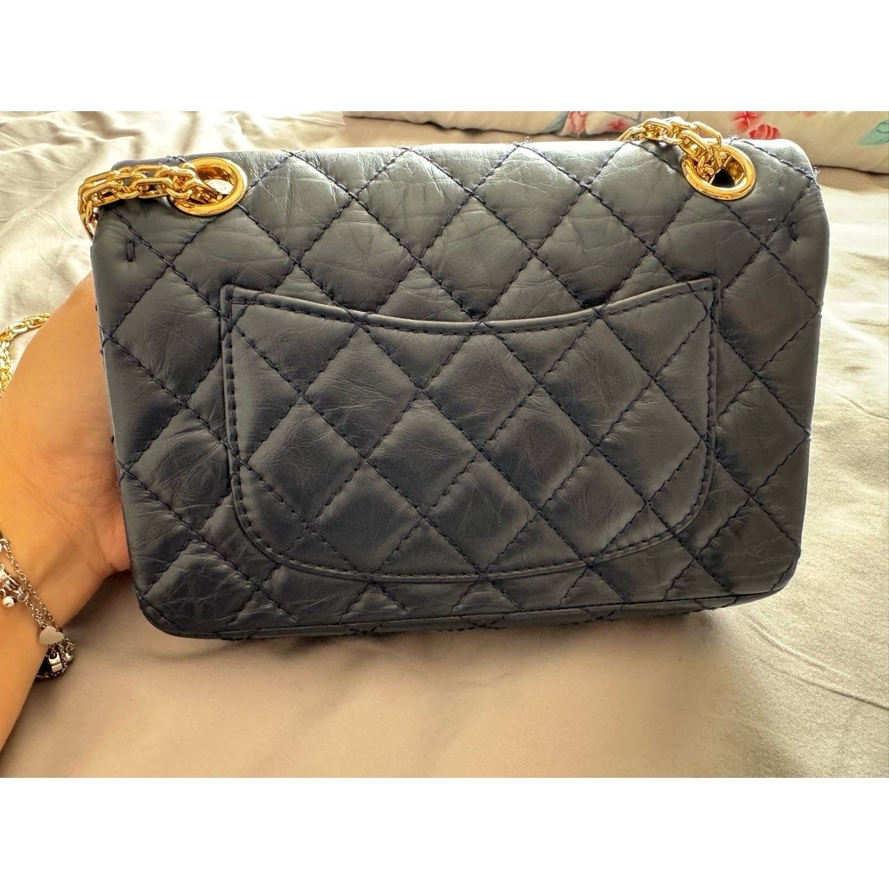 Chanel  Reissue Mini Navy Gold Shoulder Bag