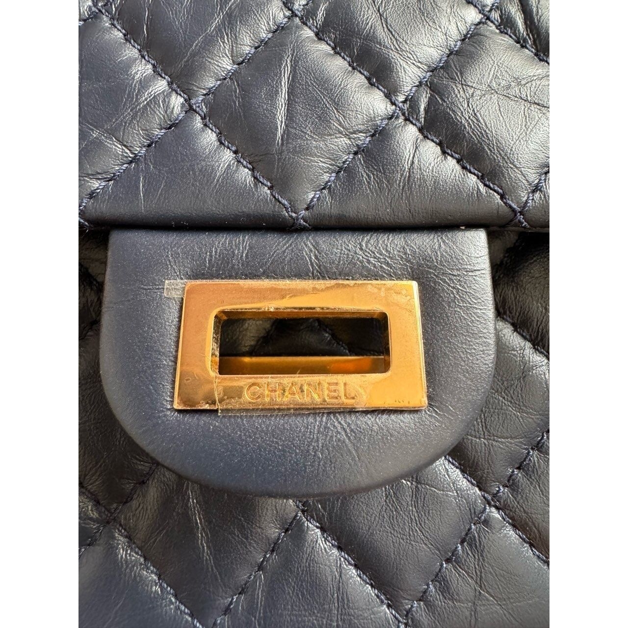 Chanel  Reissue Mini Navy Gold Shoulder Bag