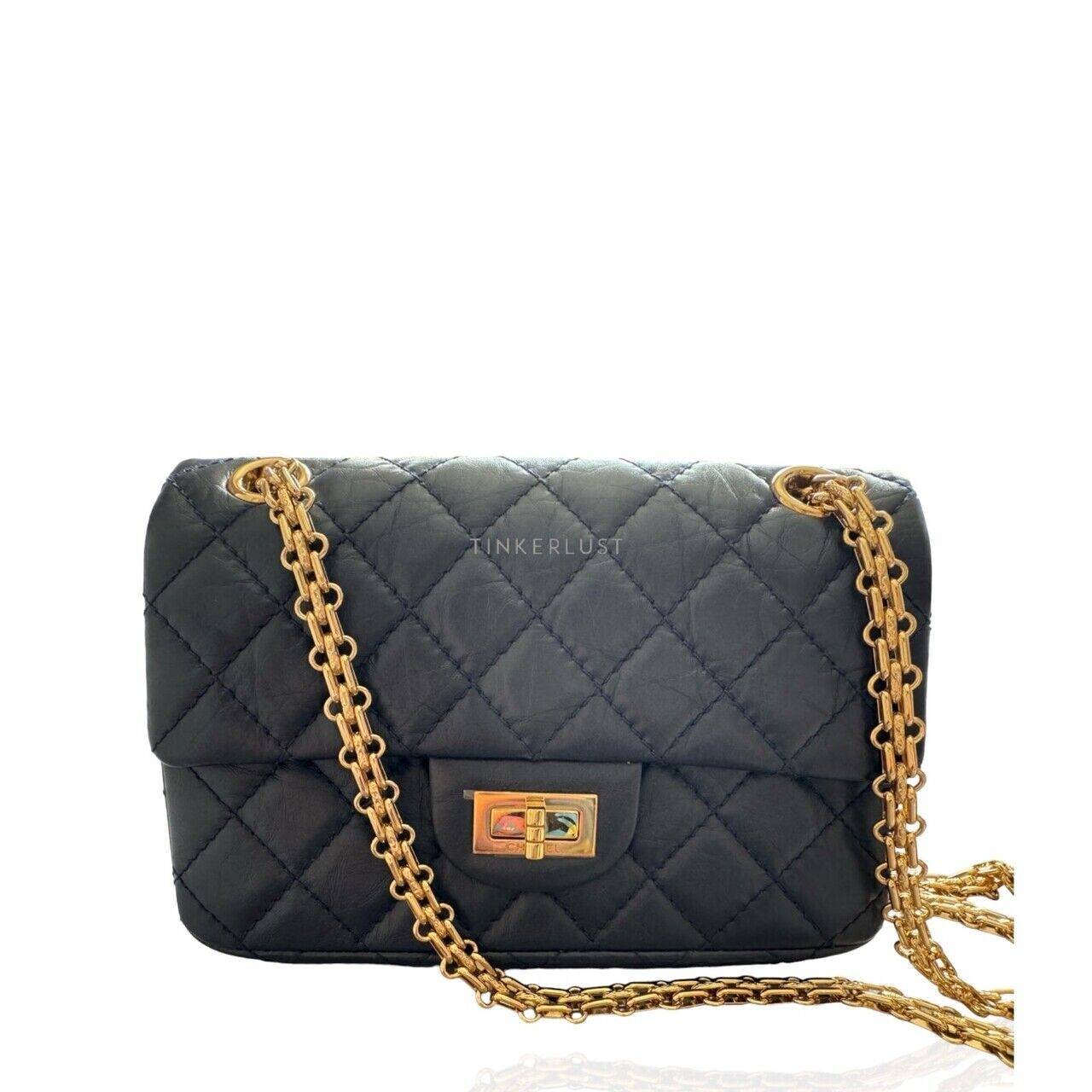 Chanel  Reissue Mini Navy Gold Shoulder Bag