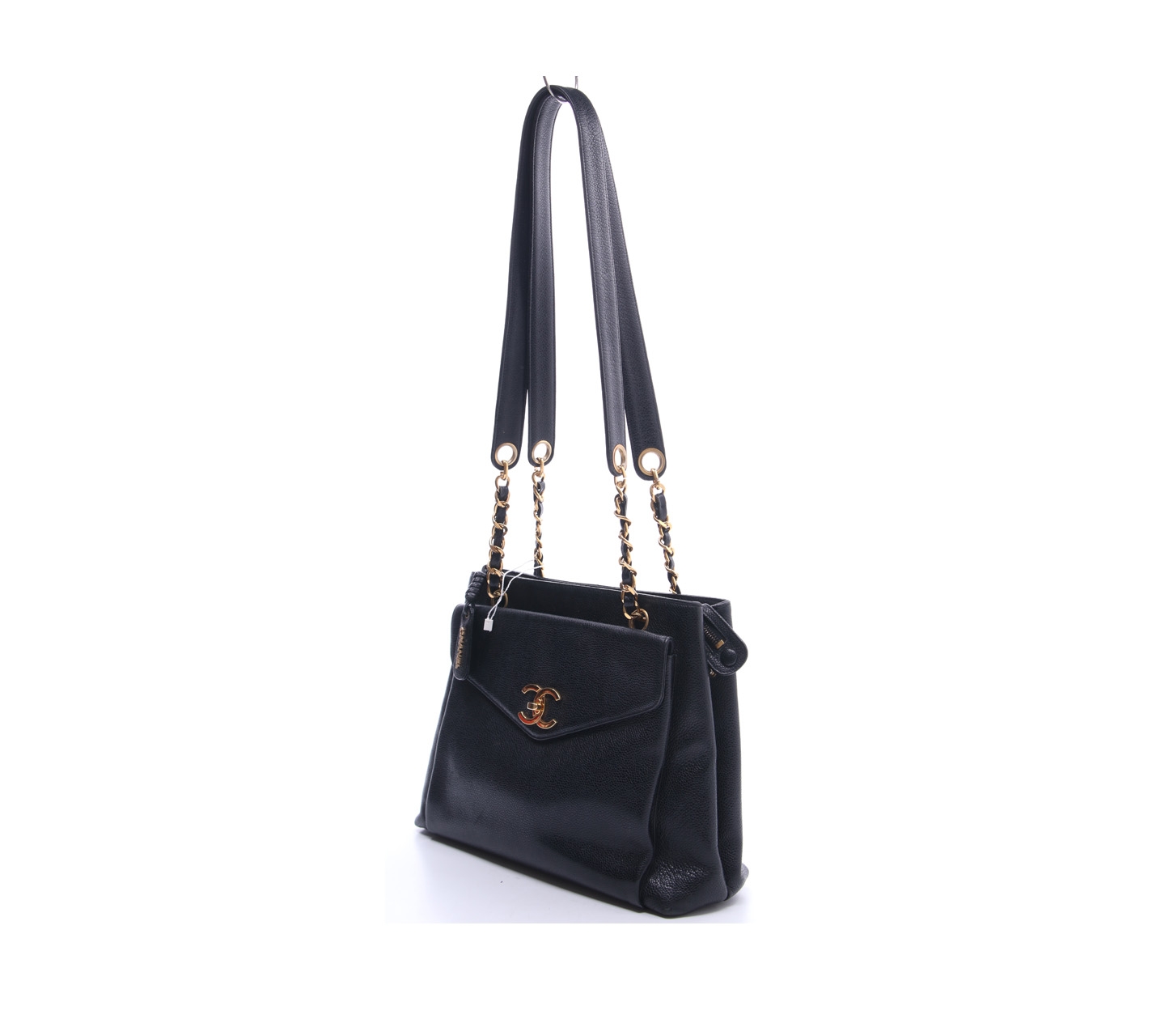 Chanel Black Leather Vintage Shoulder Bag 