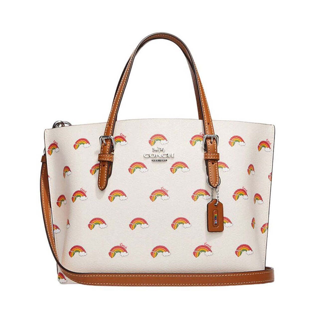 Coach Mollie Tote 25 With Rainbow Print Chalk/Multi