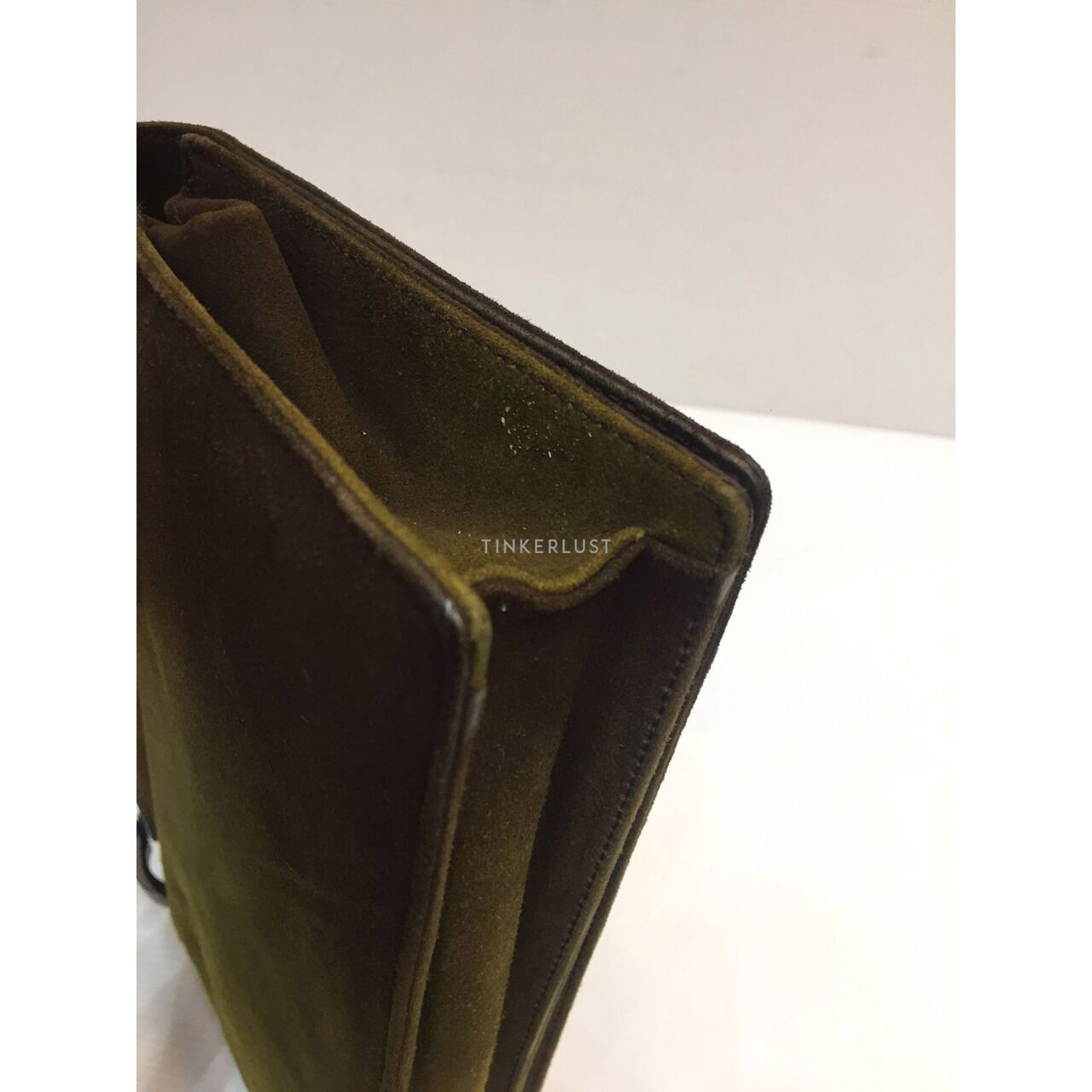 Salvatore Feragamo Olive Suede Sling Bag 