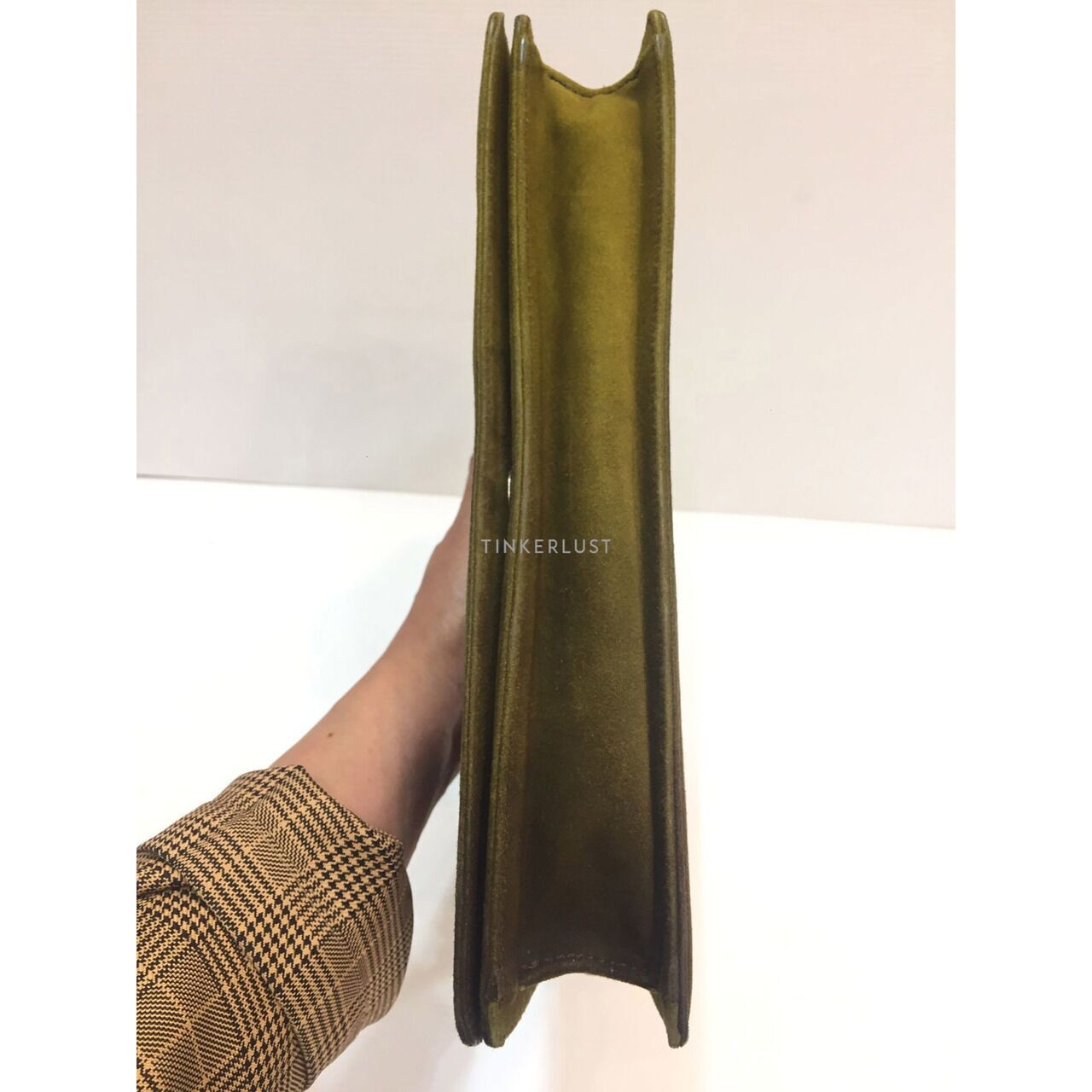 Salvatore Feragamo Olive Suede Sling Bag 