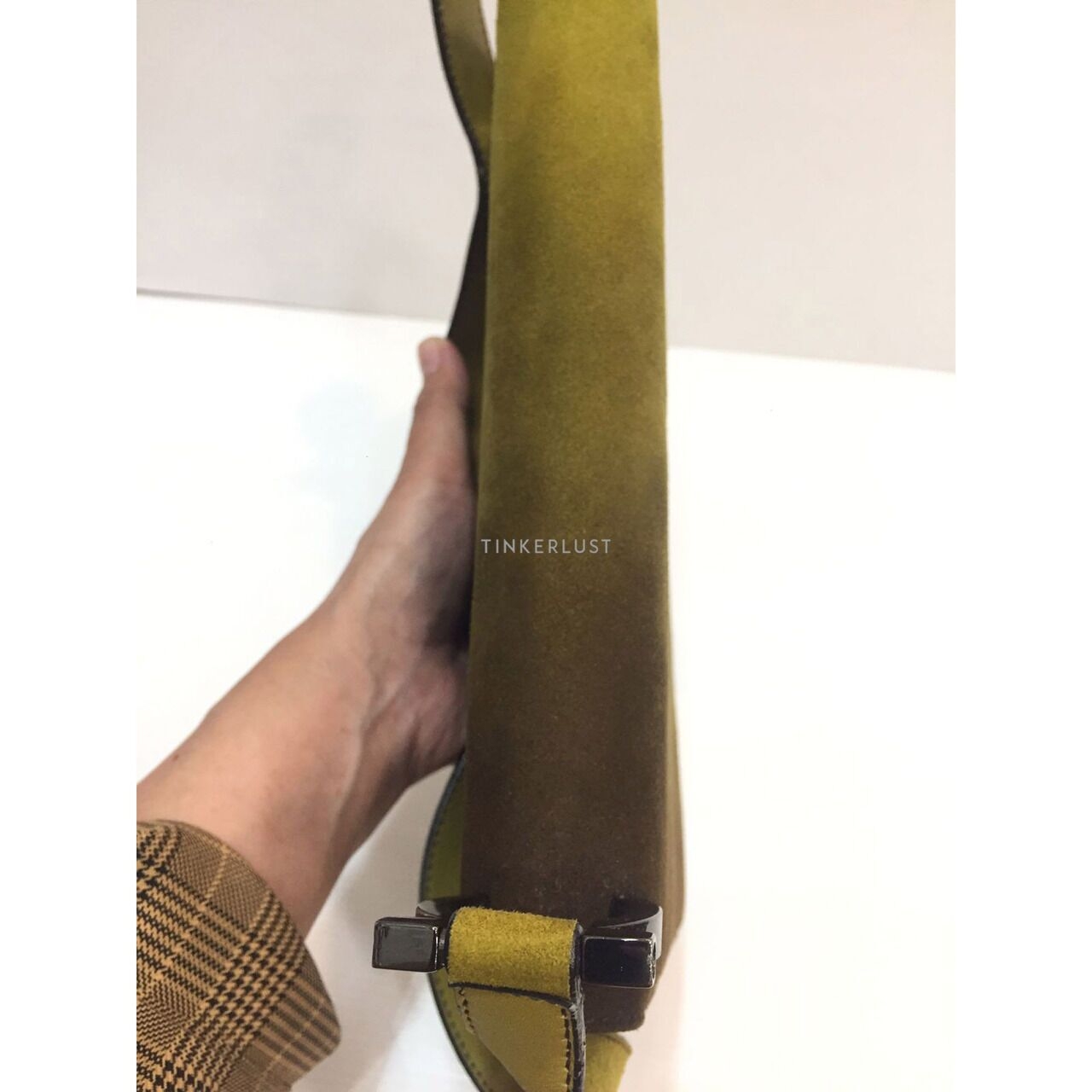 Salvatore Feragamo Olive Suede Sling Bag 