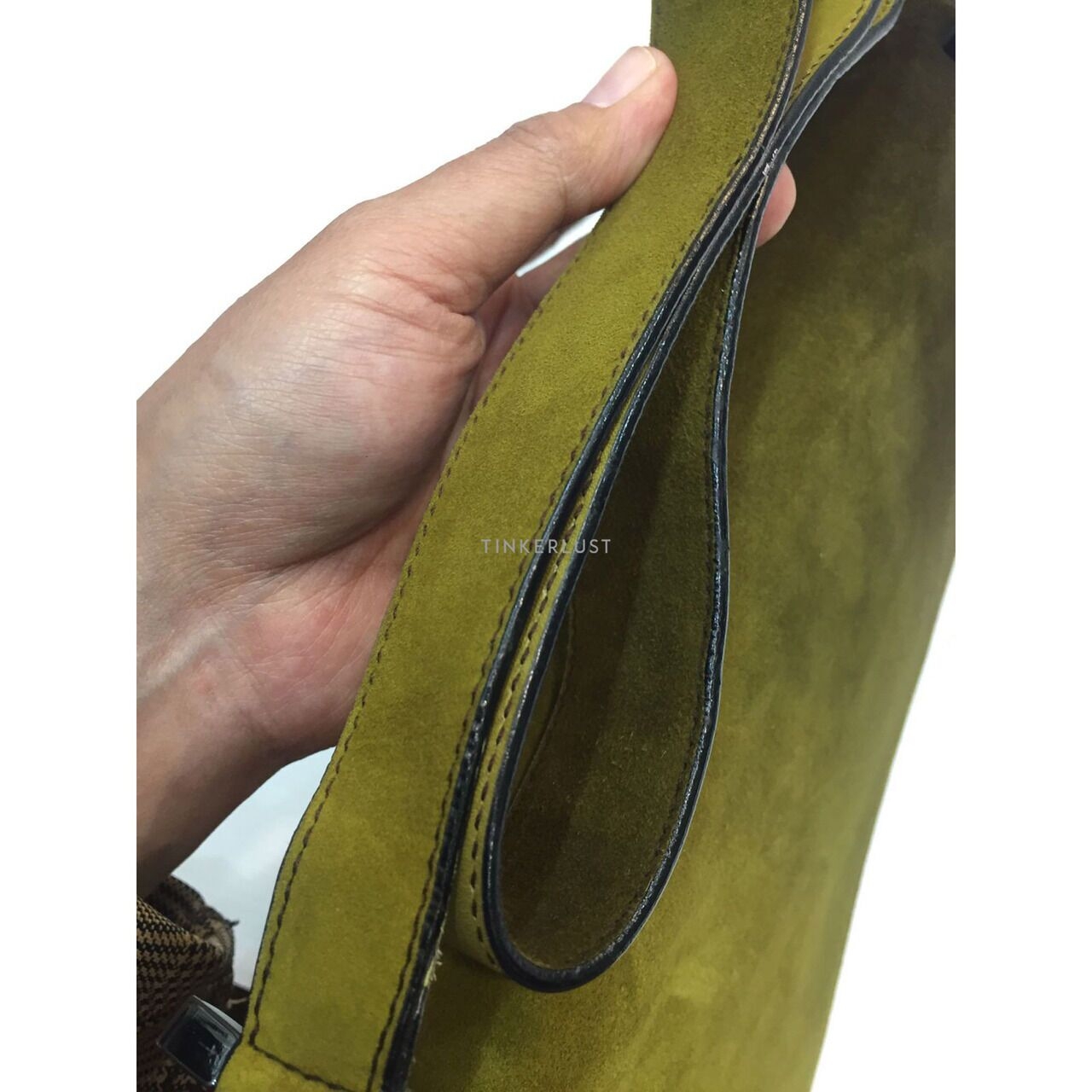 Salvatore Feragamo Olive Suede Sling Bag 