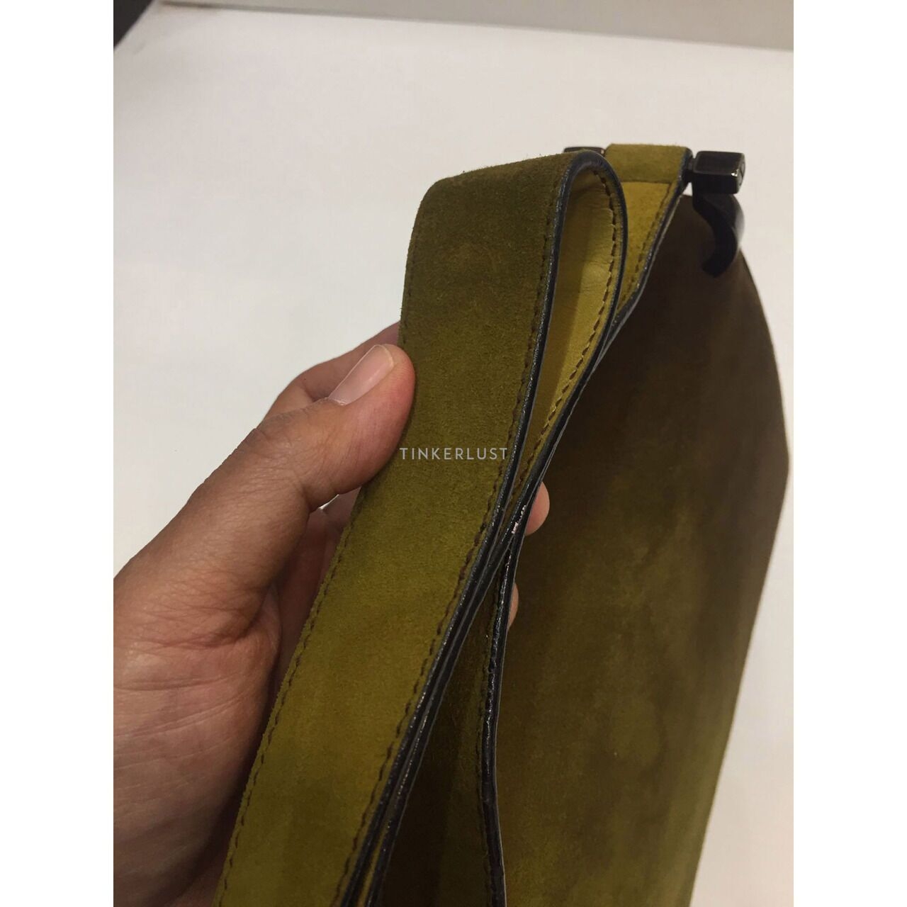 Salvatore Feragamo Olive Suede Sling Bag 