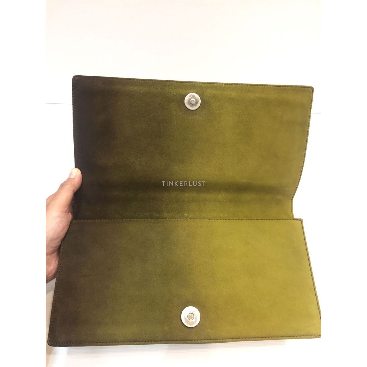 Salvatore Feragamo Olive Suede Sling Bag 