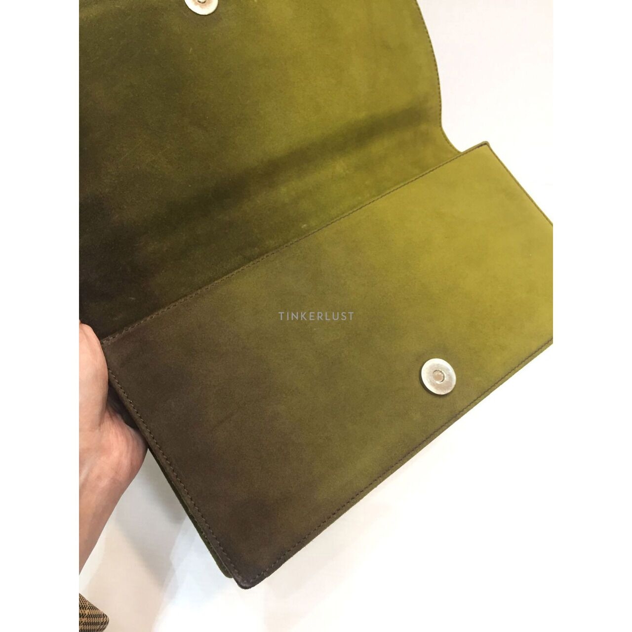 Salvatore Feragamo Olive Suede Sling Bag 