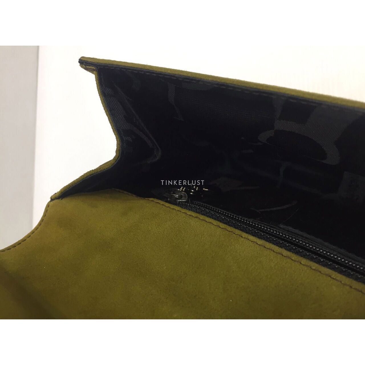 Salvatore Feragamo Olive Suede Sling Bag 