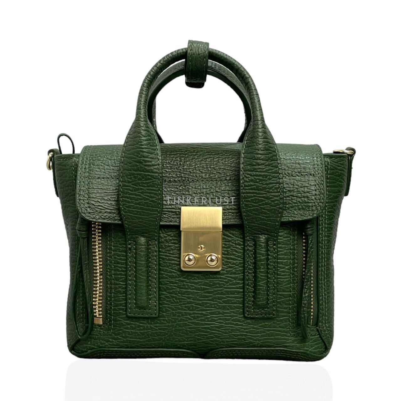 3.1 Phillip Lim Pashli Mini Calfskin Textured Jade Satchel