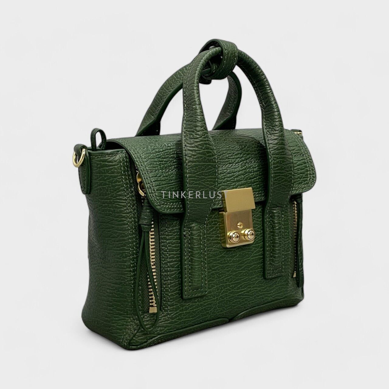 3.1 Phillip Lim Pashli Mini Calfskin Textured Jade Satchel