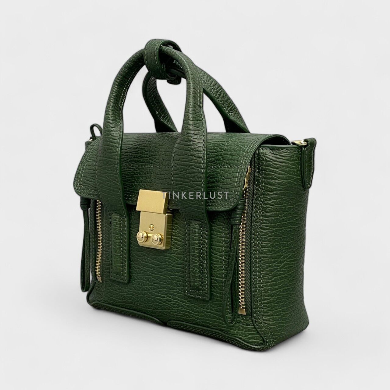 3.1 Phillip Lim Pashli Mini Calfskin Textured Jade Satchel