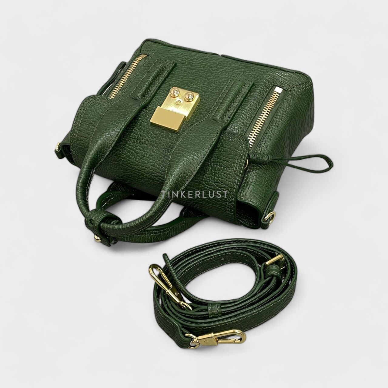 3.1 Phillip Lim Pashli Mini Calfskin Textured Jade Satchel