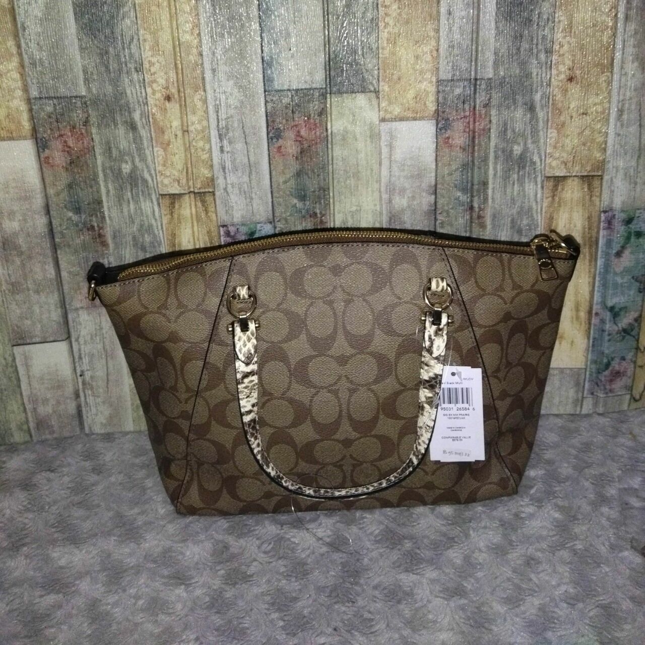 Coach C4293 Signature Exotic Mix Prairie Khaki Black Multi