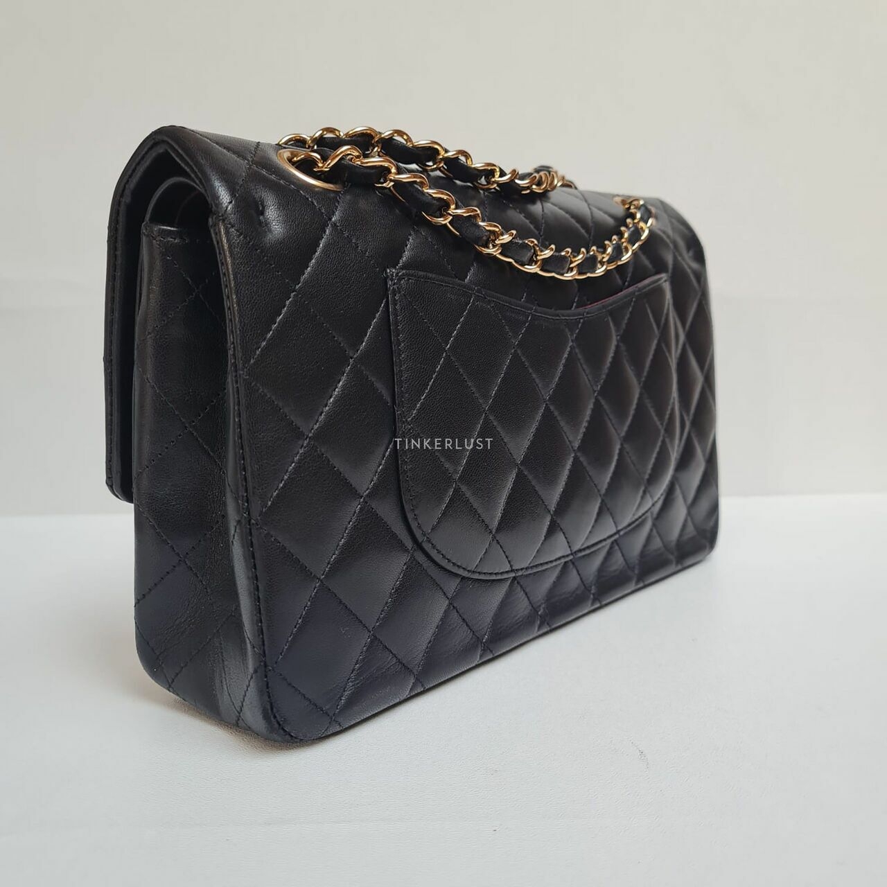 Chanel Medium Black Lambskin Double Flap #13 GHW Shoulder Bag