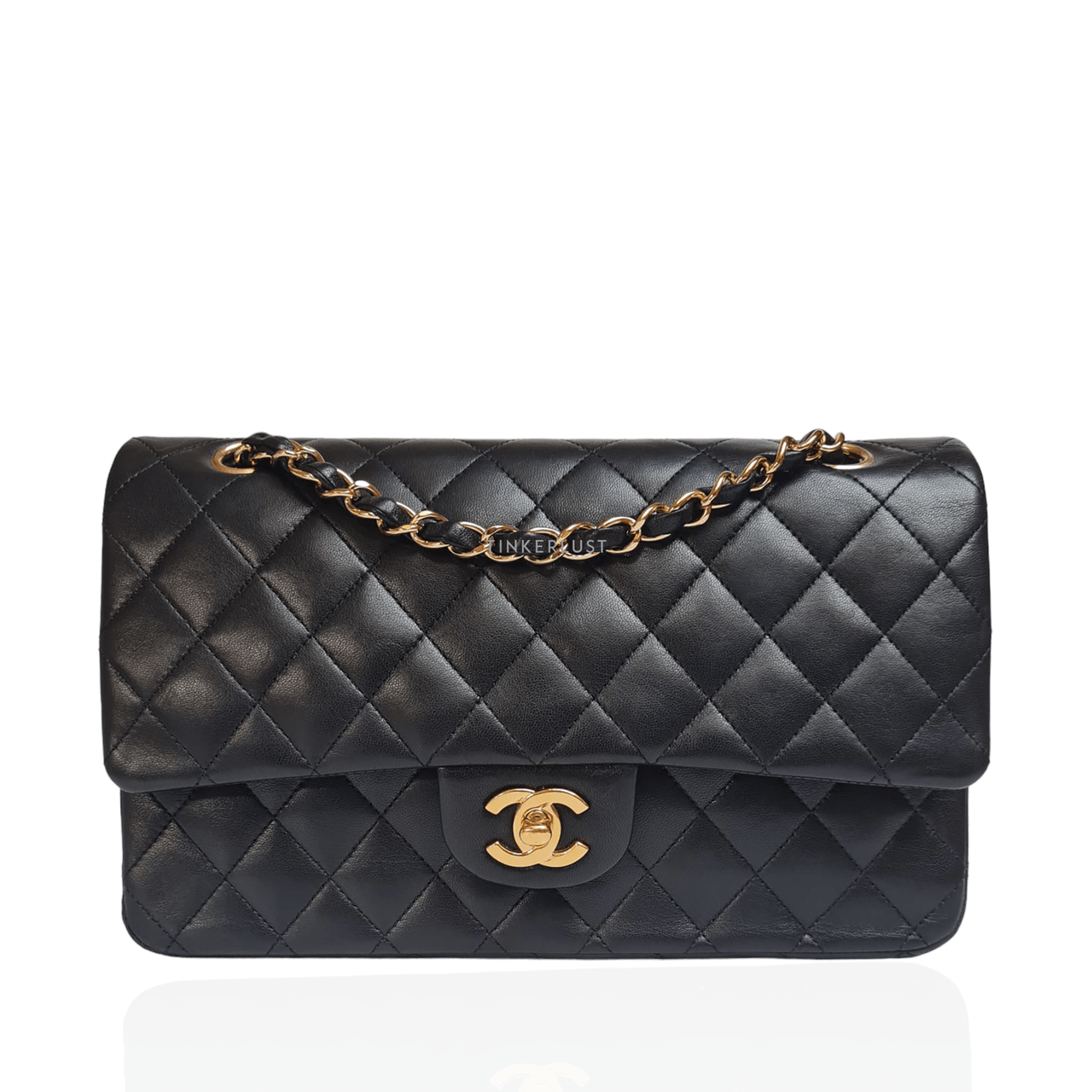 Chanel Medium Black Lambskin Double Flap #13 GHW Shoulder Bag