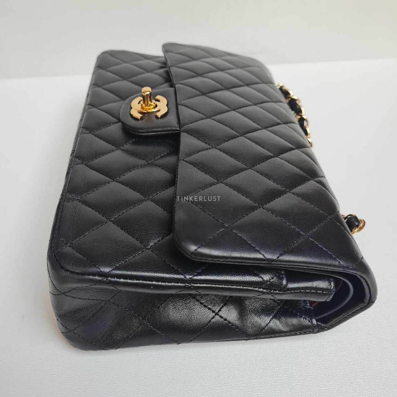 Chanel Medium Black Lambskin Double Flap #13 GHW Shoulder Bag