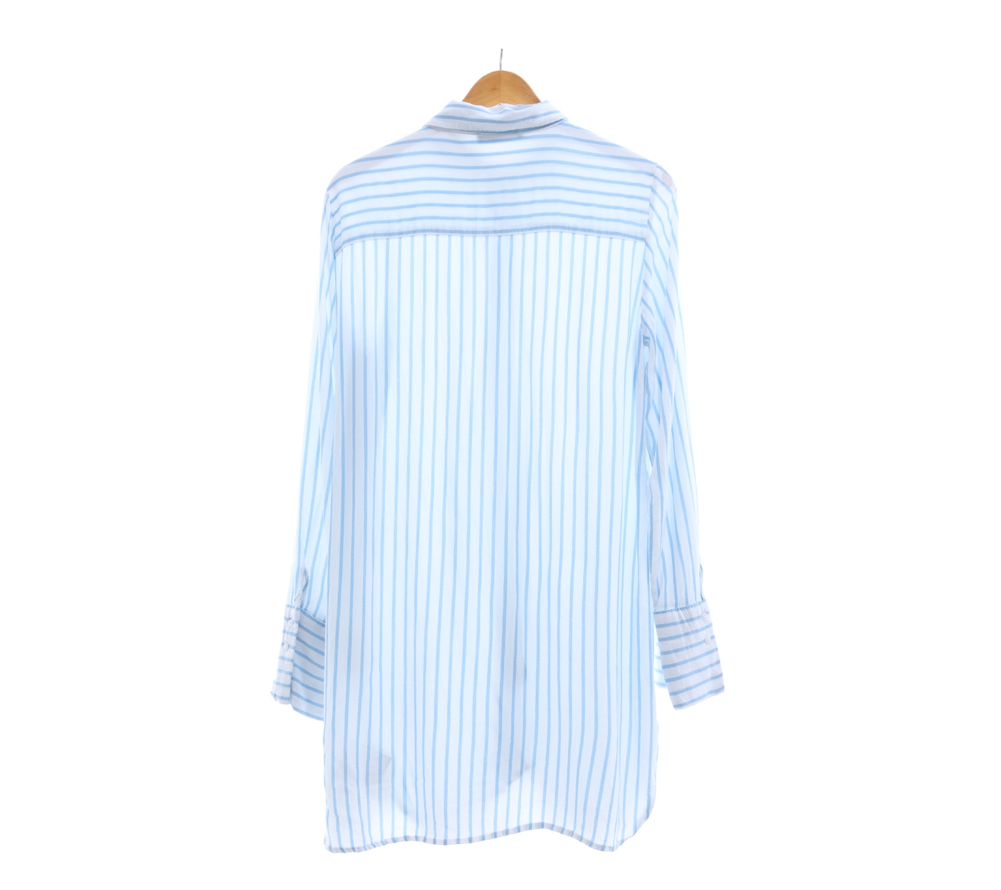 Zara Light Blue And White Striped Shirt