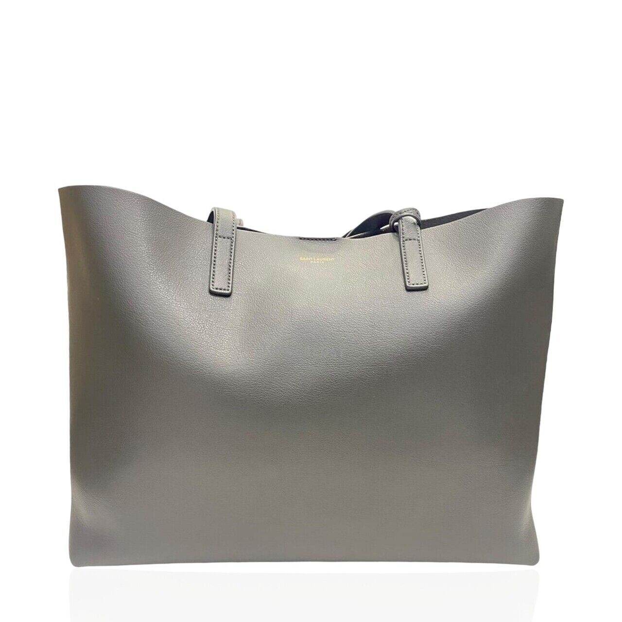 Saint Laurent Dark Storm Grey Leather Shopping Tote GHW 2022 Totebag