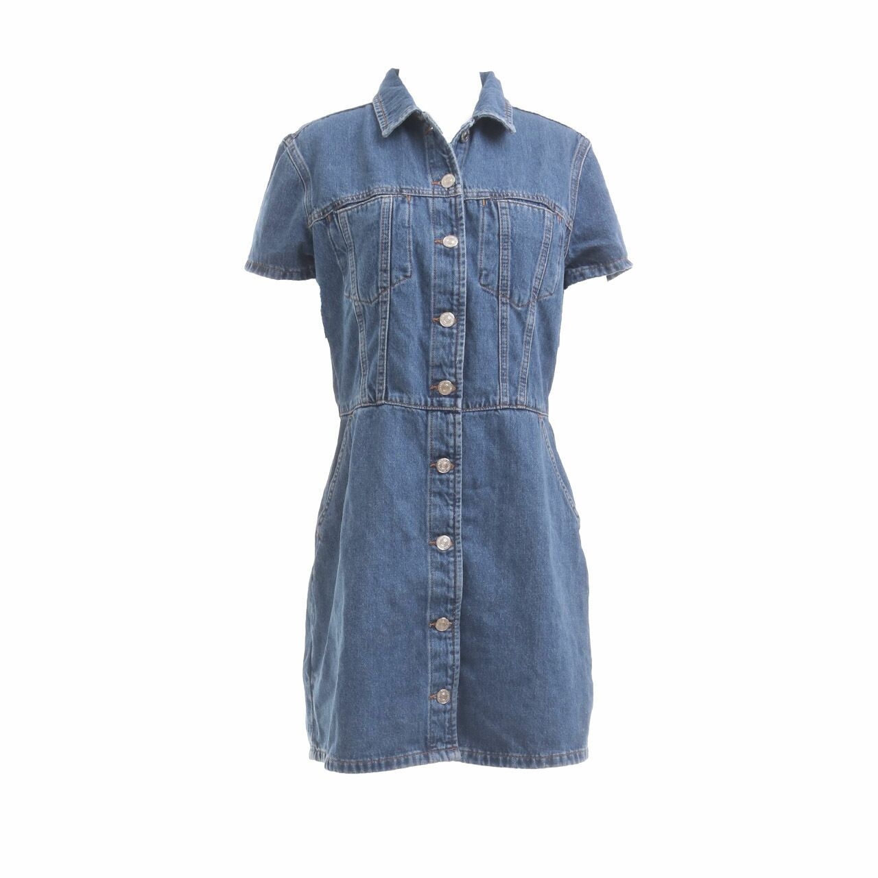 Mango Dark Blue Denim Mini Dress