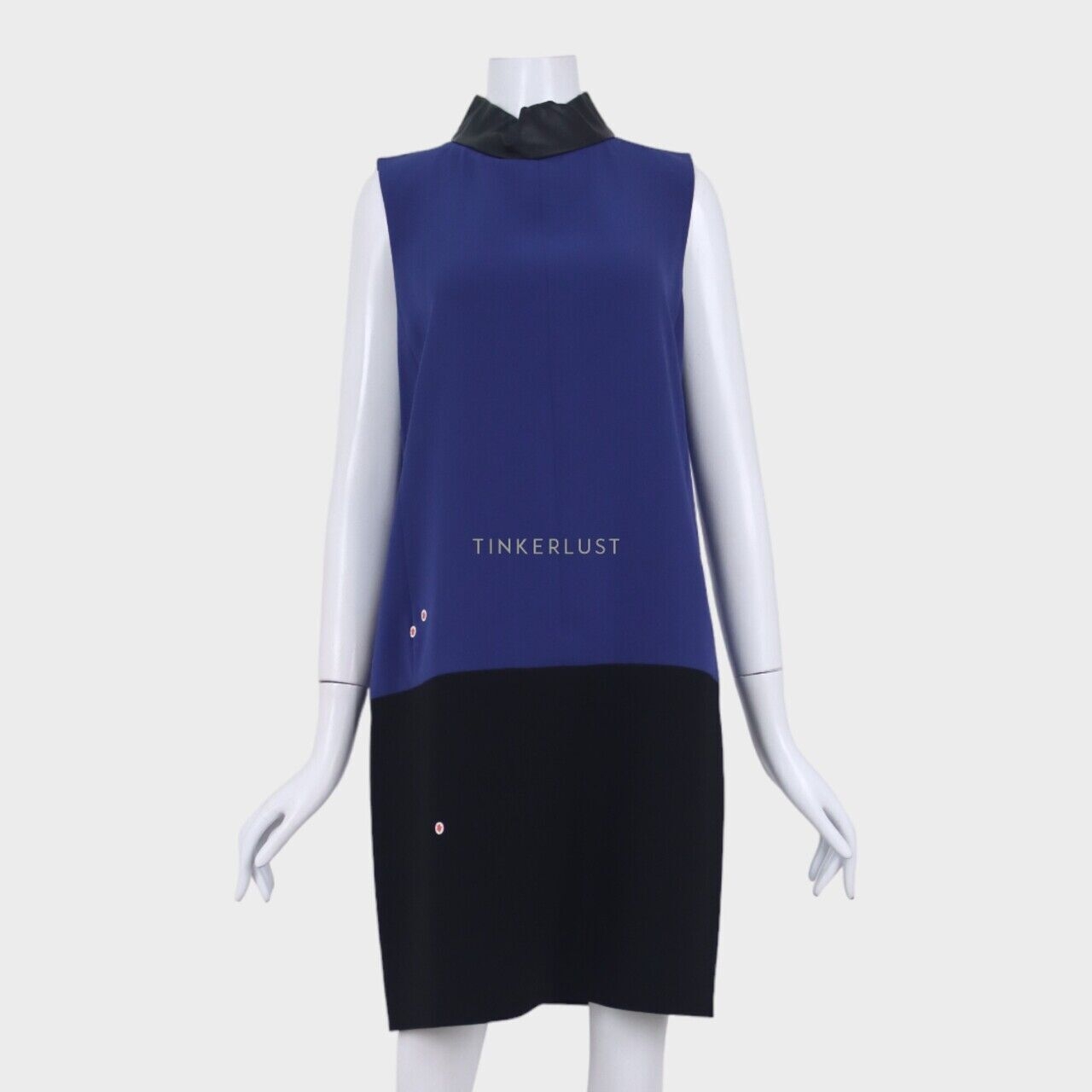 Calvin Klein Blue & Black Sleeveless Midi Dress