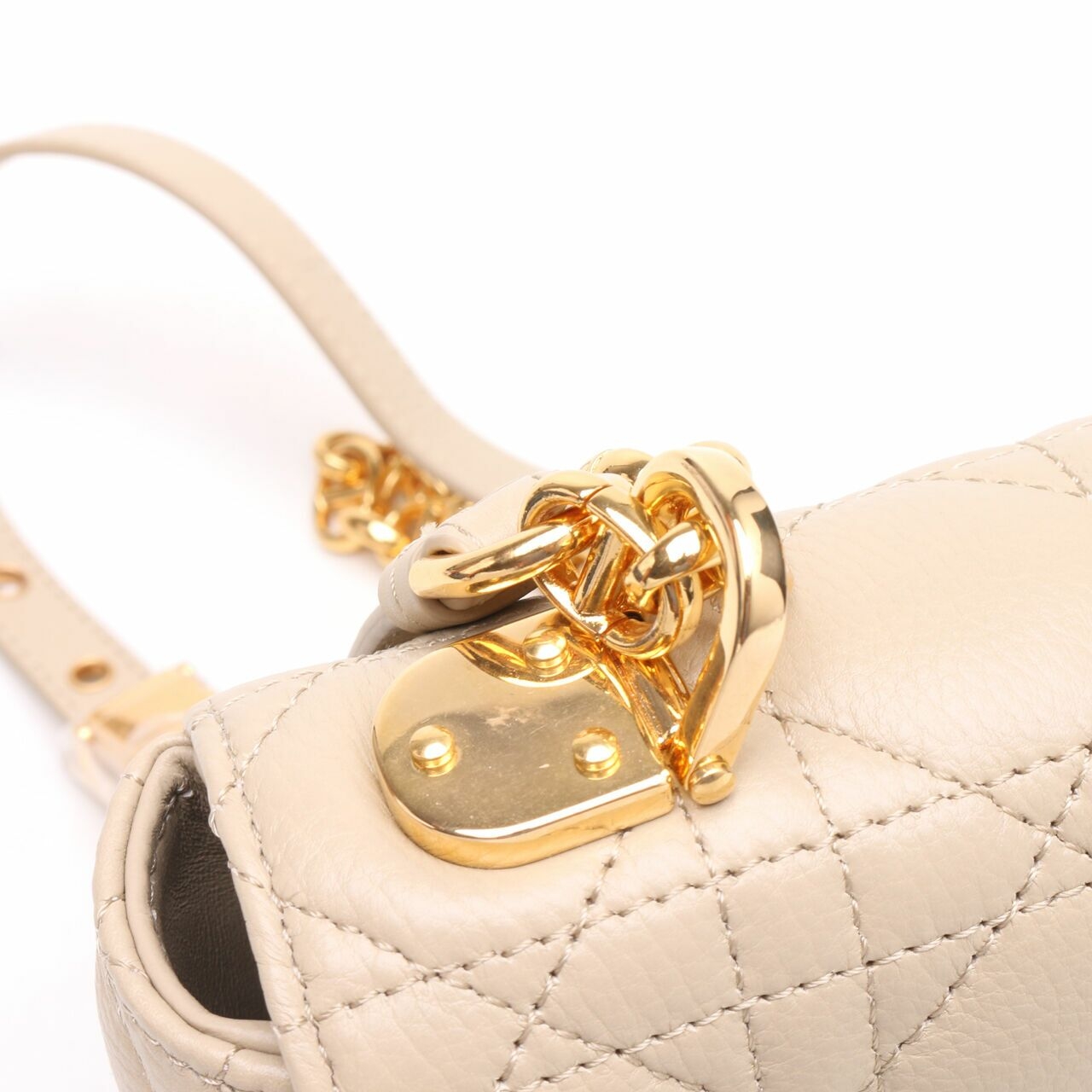 Christian Dior Caro Small Micronnage Corda Beige Shoulder Bag