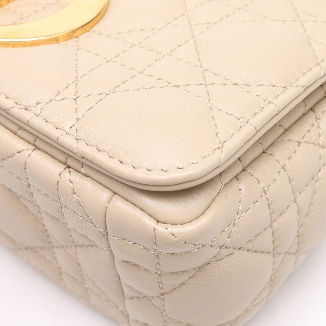 Christian Dior Caro Small Micronnage Corda Beige Shoulder Bag