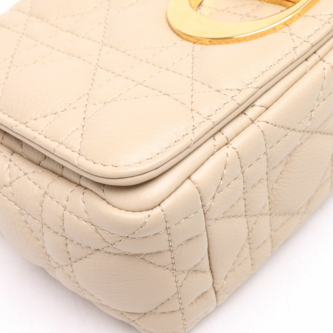 Christian Dior Caro Small Micronnage Corda Beige Shoulder Bag