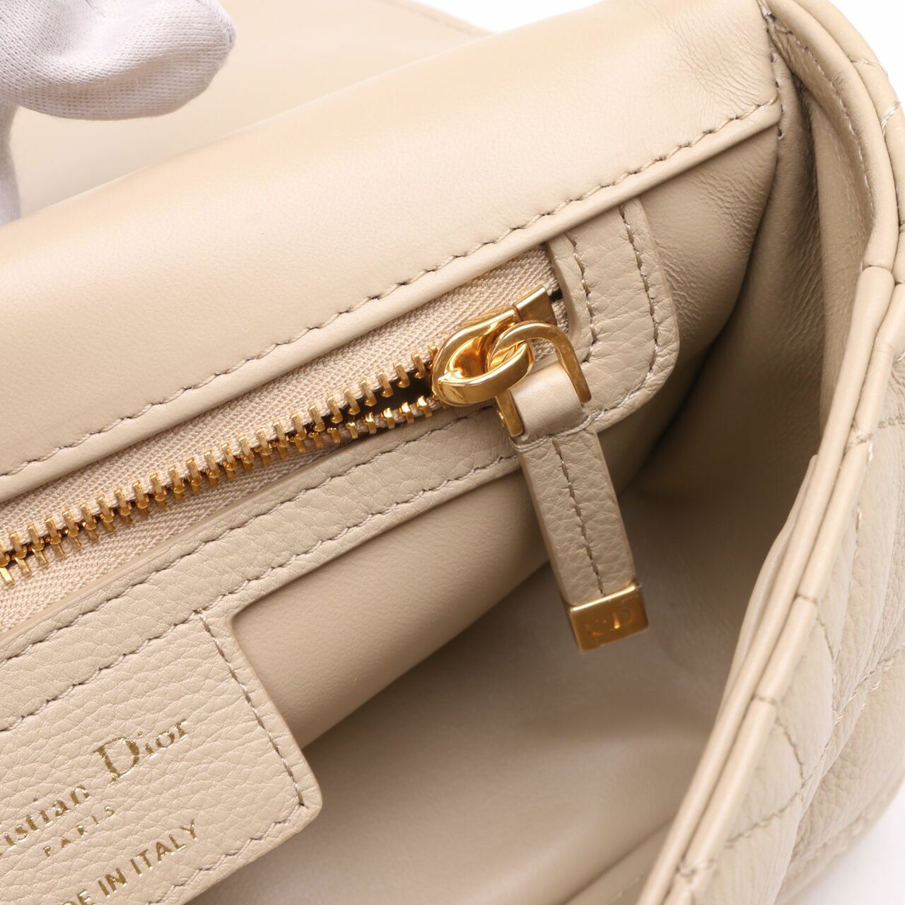 Christian Dior Caro Small Micronnage Corda Beige Shoulder Bag