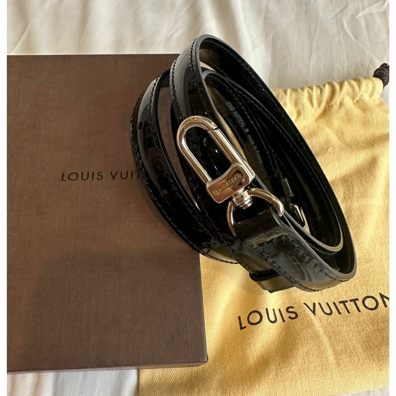 Louis Vuitton Vernish Black Long Strap SHW Bag Strap