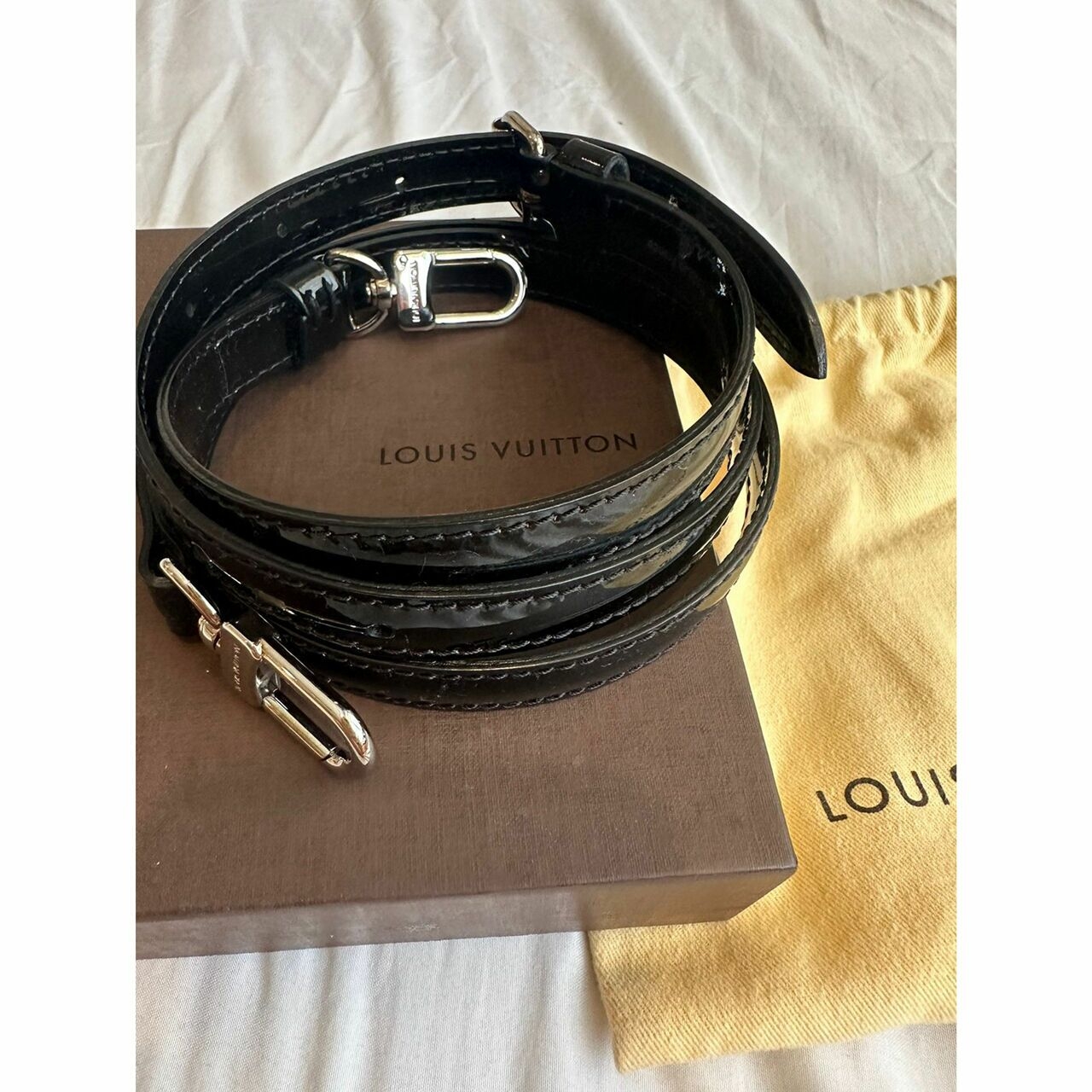 Louis Vuitton Vernish Black Long Strap SHW Bag Strap