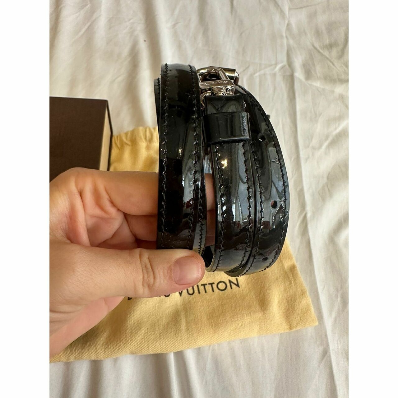 Louis Vuitton Vernish Black Long Strap SHW Bag Strap