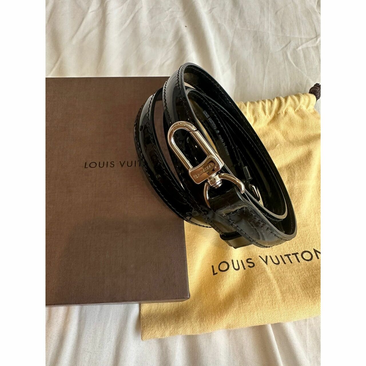 Louis Vuitton Vernish Black Long Strap SHW Bag Strap