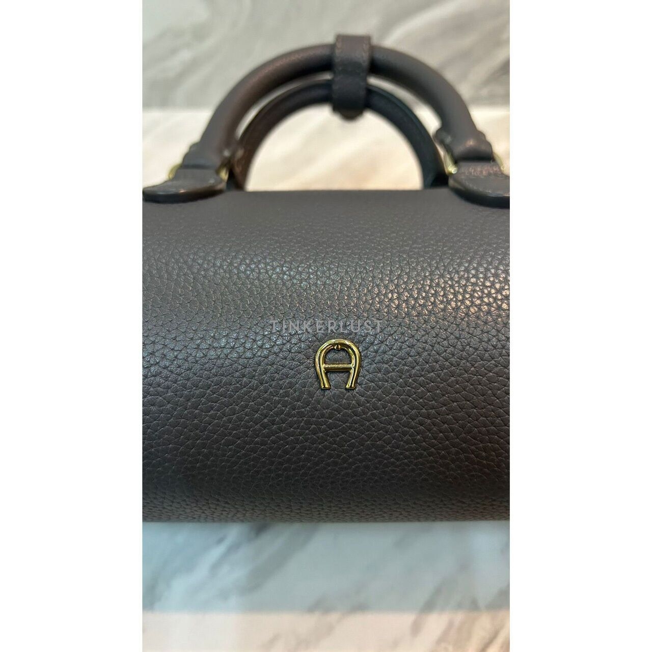 Aigner Isa Diamond S Grey GHW Satchel