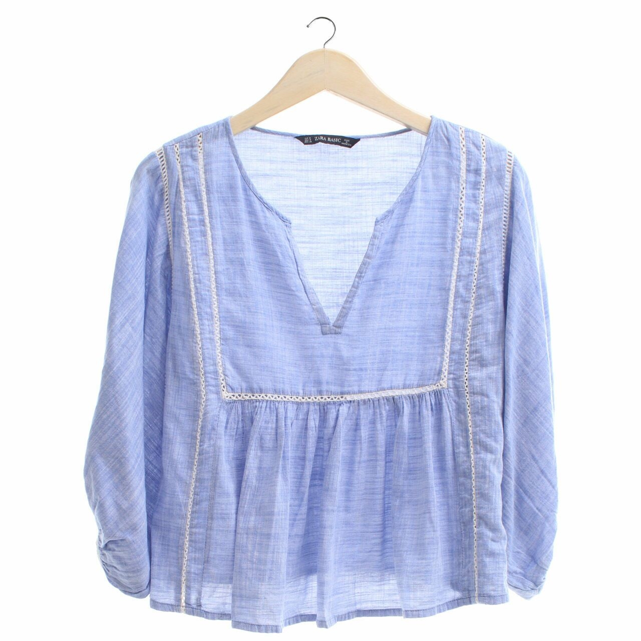 Zara Blue V-Neck Blouse