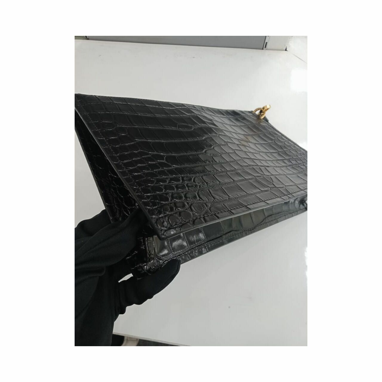 Versace Clutch Black Croco Leather